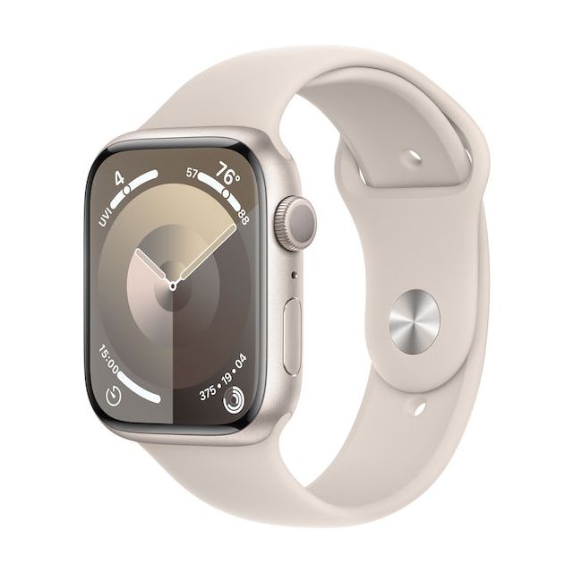 Apple Watch Series 9 45mm GPS Aluminum Case | Silver | Beige Sport Band | Refurbished Grade A